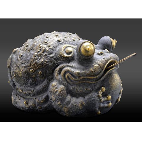 開運陶源 羅廣維限量原作【招財進寶 旺福金蟾】青斗石 招財咬錢蟾蜍
