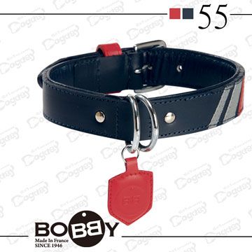 狗日子《Bobby》學院皮革項圈 質感皮革 大型犬-藍、紅-55CM