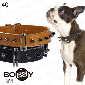 狗日子《Bobby》力士刺釘皮圈 金屬鉚釘酷搭厚實牛皮-40cm-黑、駝