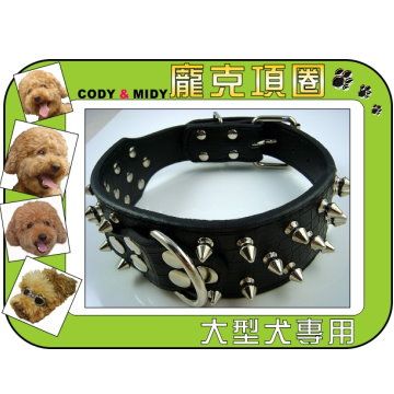 CODY&MIDY 大型犬暢銷歐洲皮質龐克三排釘寵物項圈(尊榮黑鱷魚紋/4種尺寸可選)