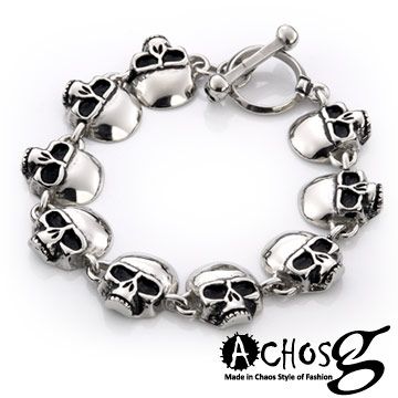 ACHOS【Skulls水晶骷髏B】潮流西德鋼手環