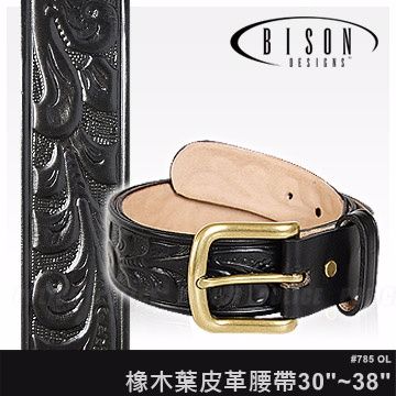 BISON DESIGNS 橡木葉皮革腰帶 #785OL