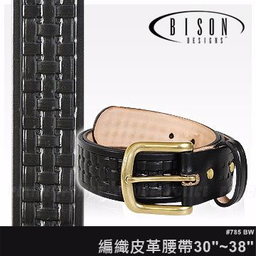 BISON DESIGNS 編織皮革腰帶 #785BW