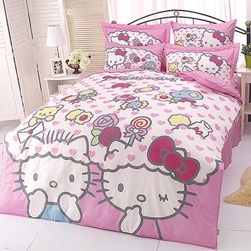 【享夢城堡】HELLO KITTY 我的最愛系列-精梳棉雙人床包涼被組