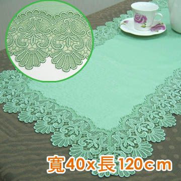 《孔雀-綠》蕾絲長桌墊(40x120cm)