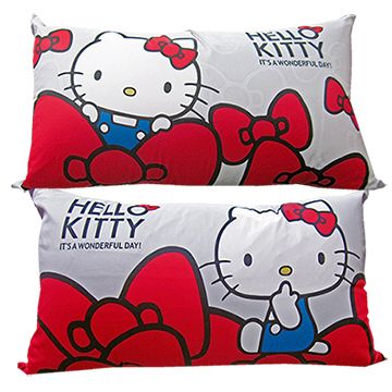 Hello Kitty 【享夢城堡】 蝴蝶結系列-大美式枕(粉.白)