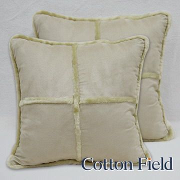 cottonfield 棉花田 【哥德】仿麂皮十字絨抱枕-米(二件組)