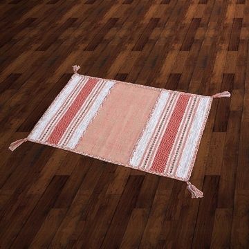  Kilim 手織純棉地毯-紅橘色