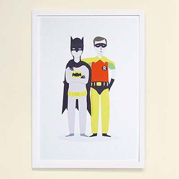 【摩達客】西班牙知名插畫家Judy Kaufmann藝術創作海報掛畫裝飾畫-蝙蝠俠 (附Judy本人簽名)(含木框)