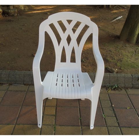 Brother兄弟牌《白色塑膠椅~抗UV紫外線》高背塑膠椅~白色塑膠格網椅(高背設計腳底加止滑墊),物美價廉庭院必備4入裝