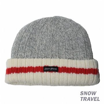 SNOW TRAVEL 3M防風透氣保暖羊毛帽(條紋淺灰)