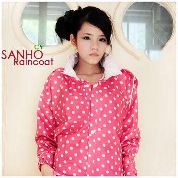 【Sanho】圓點和風雨衣／甜美粉
