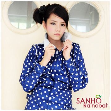 【Sanho】圓點和風雨衣／魅力藍