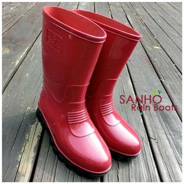 Sanho 三和牌 典雅清漾半統雨靴蘋果紅