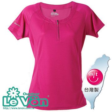 LeVon 女吸排抗UV短袖POLO衫(莓紫紅)#7281