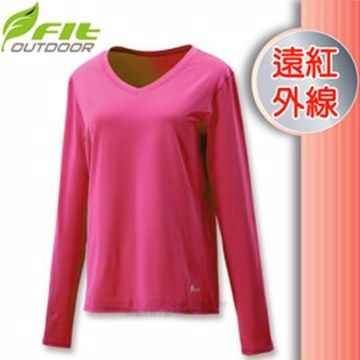 FIT 維特   女新款 遠紅外線V領保暖內衣_FW2502 紫紅色
