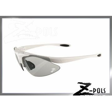 【Z-POLS頂級3秒變色鏡片款】專業級可掀式可配度烤漆白款UV400超感光運動眼鏡,加碼贈多樣配件!