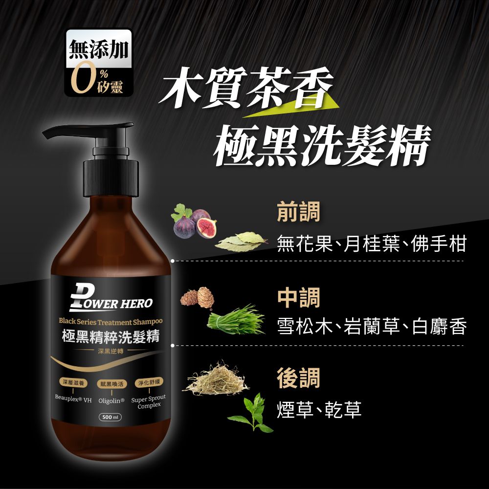 PowerHero 勁漢英雄 極黑精粹洗髮精x2瓶 (500ml/瓶)