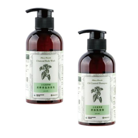 小花蔓澤蘭－炭酢香氛沐浴乳300mLx2瓶+控油洗髮精300mLx2瓶+玫瑰精油護手霜30g