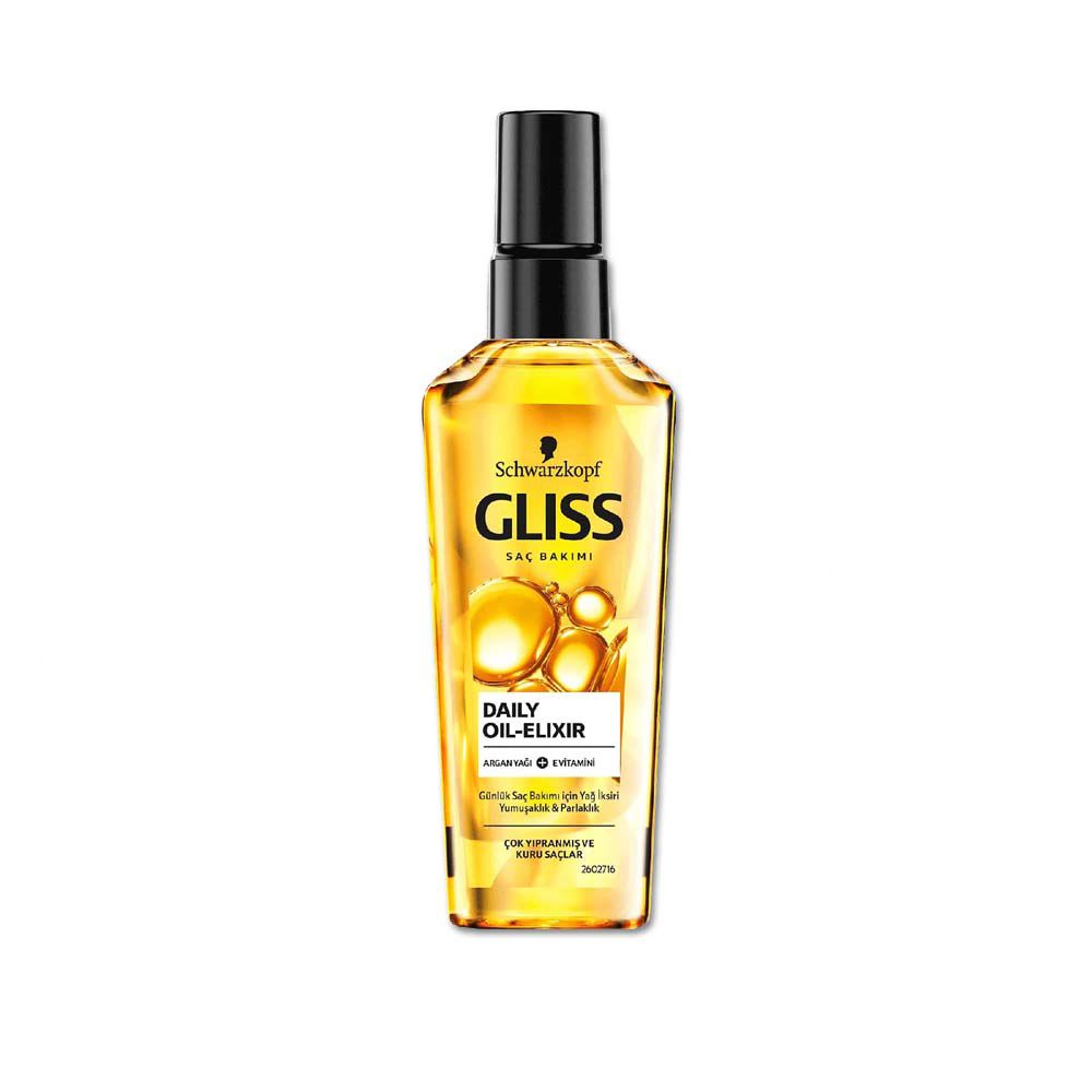 SCHWARZKOPF 施華蔻 德國小金瓶GLISS沙龍級美髮亮澤免沖洗修護髮油75ml/瓶(摩洛哥堅果油滋養柔順髮膜,維他命E潤髮精華油)