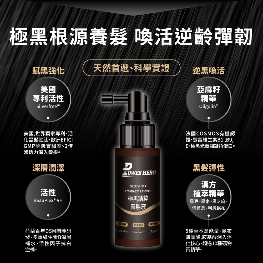 PowerHero 勁漢英雄 極黑精粹養髮液x2瓶 (60ml/瓶)