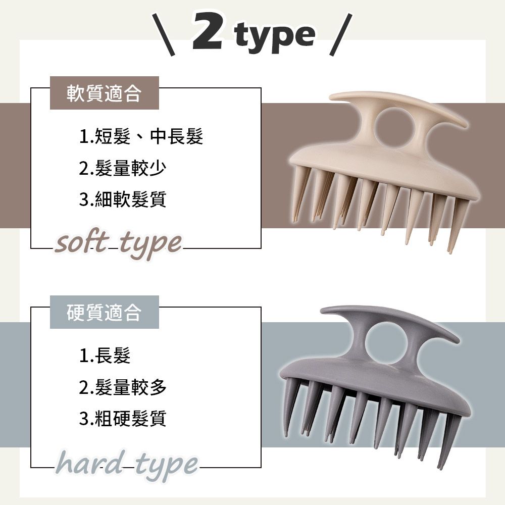 軟質適合  type /1.短、中長2.髮量較少3.細軟髮質soft-type_硬質適合1.長髮2.髮量較多3.粗硬髮質-