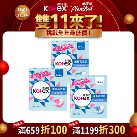 Kotex 靠得住 蘆薈高透氧護墊 標準無香/加長型無香/沐浴香氛 24包/箱