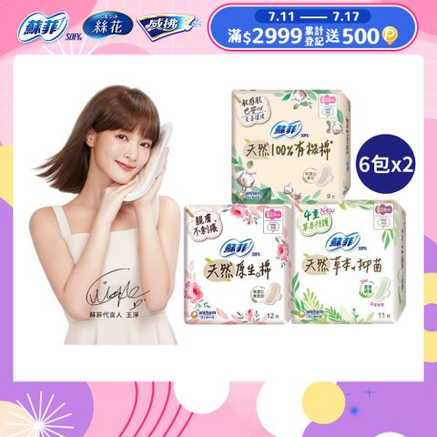 蘇菲 天然原生棉超潔翼 12包組(23cm/26cm/29cm)	