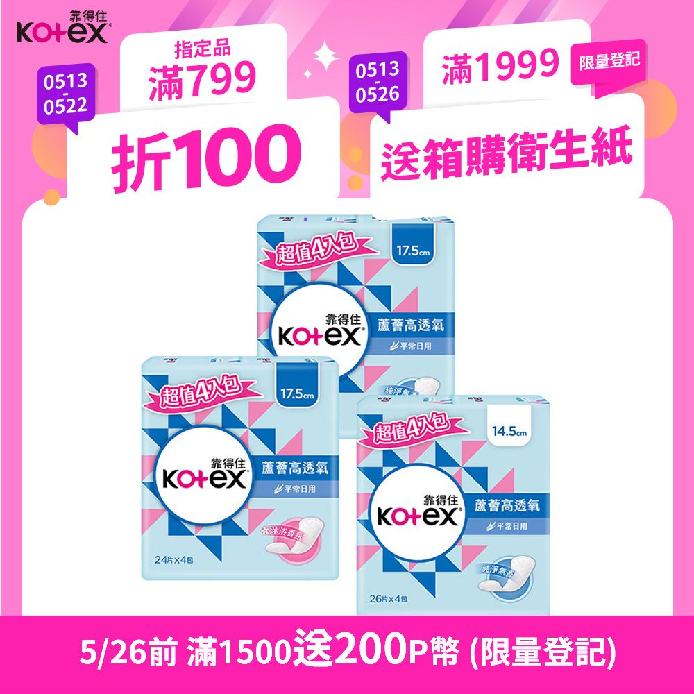 Kotex 靠得住  蘆薈高透氧護墊 標準無香/加長型無香/沐浴香氛 24包/箱