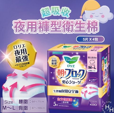 【蕾妮亞】2組-5片x4包裝超吸收夜用褲型衛生棉