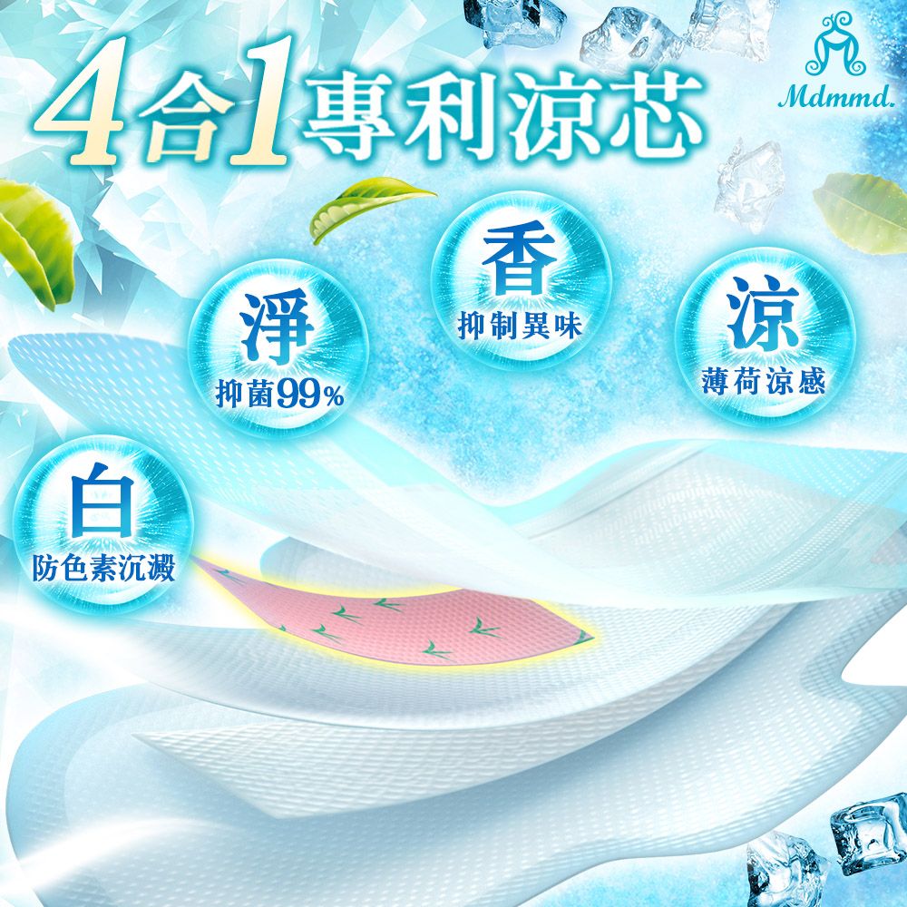 Mdmmd. 明洞國際 新涼感抑 菌衛生棉 後宮超涼感12包組(6包+6包 可任選2種規格)(一般型/ 量多型/夜用型/夜用加長型/護墊)