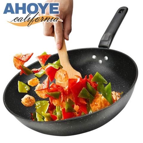 AHOYE 32cm麥飯石不沾炒菜鍋 (鍋具 炒鍋 不沾炒鍋 深炒鍋)