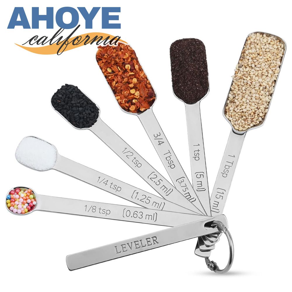 AHOYE 不鏽鋼料理計量匙7件組 (量勺 茶匙 調味匙 烘焙量匙 料理匙)