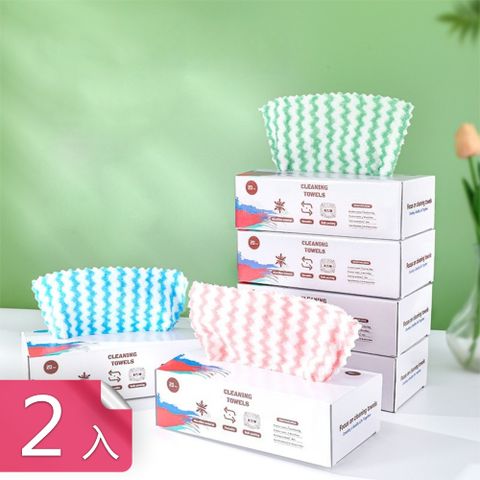 【荷生活】不易掉毛不懼油汙抽取式抹布 強力吸水拋棄式乾濕兩用抹布-2入