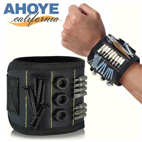 【AHOYE】強力磁性可吸附工具護腕 (護腕 工具腕帶 手腕護具 工具腰帶)