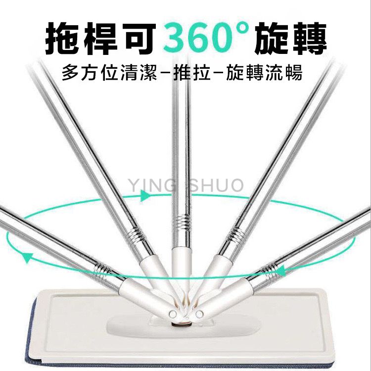  【附贈6塊替換布＋水桶】升級新款懶人免手洗平板拖把 乾濕兩用套組 居家清潔工具