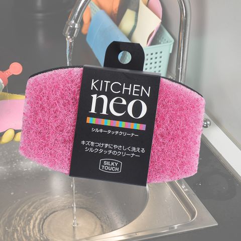 一品川流 日本製 NEO 超細纖維雙色海綿-粉色-1入