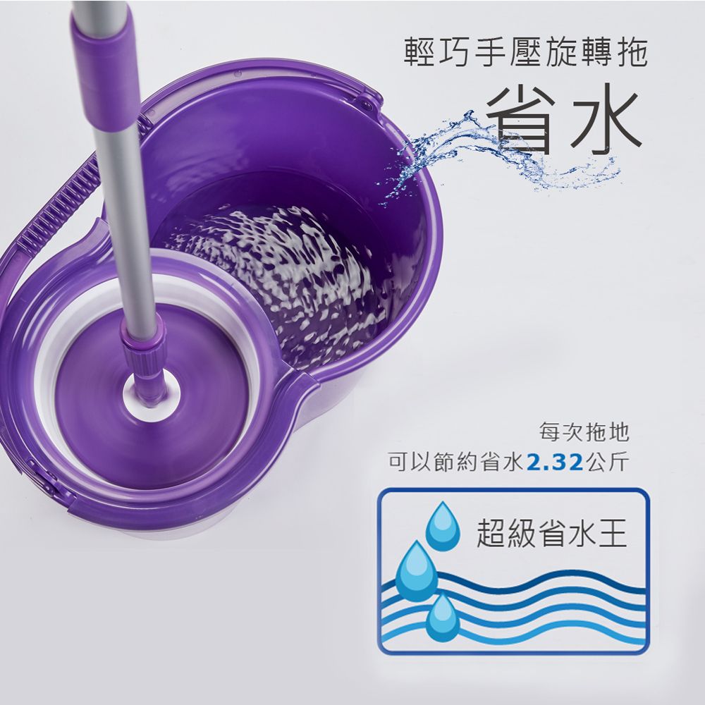 Supamop 好神拖 經典系列輕巧手壓旋轉拖把組 (1桶1拖2布)