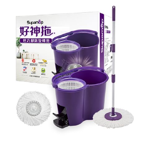 【好神拖Supamop】輕巧腳踩旋轉拖(2布)