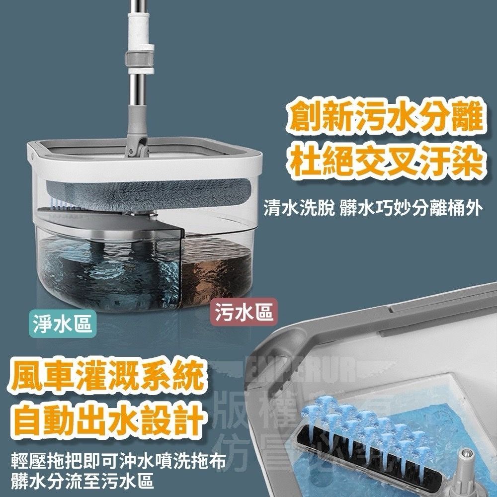  淨污分離旋轉拖把＋專用拖把布x3(超值組內含1桶1拖4布)