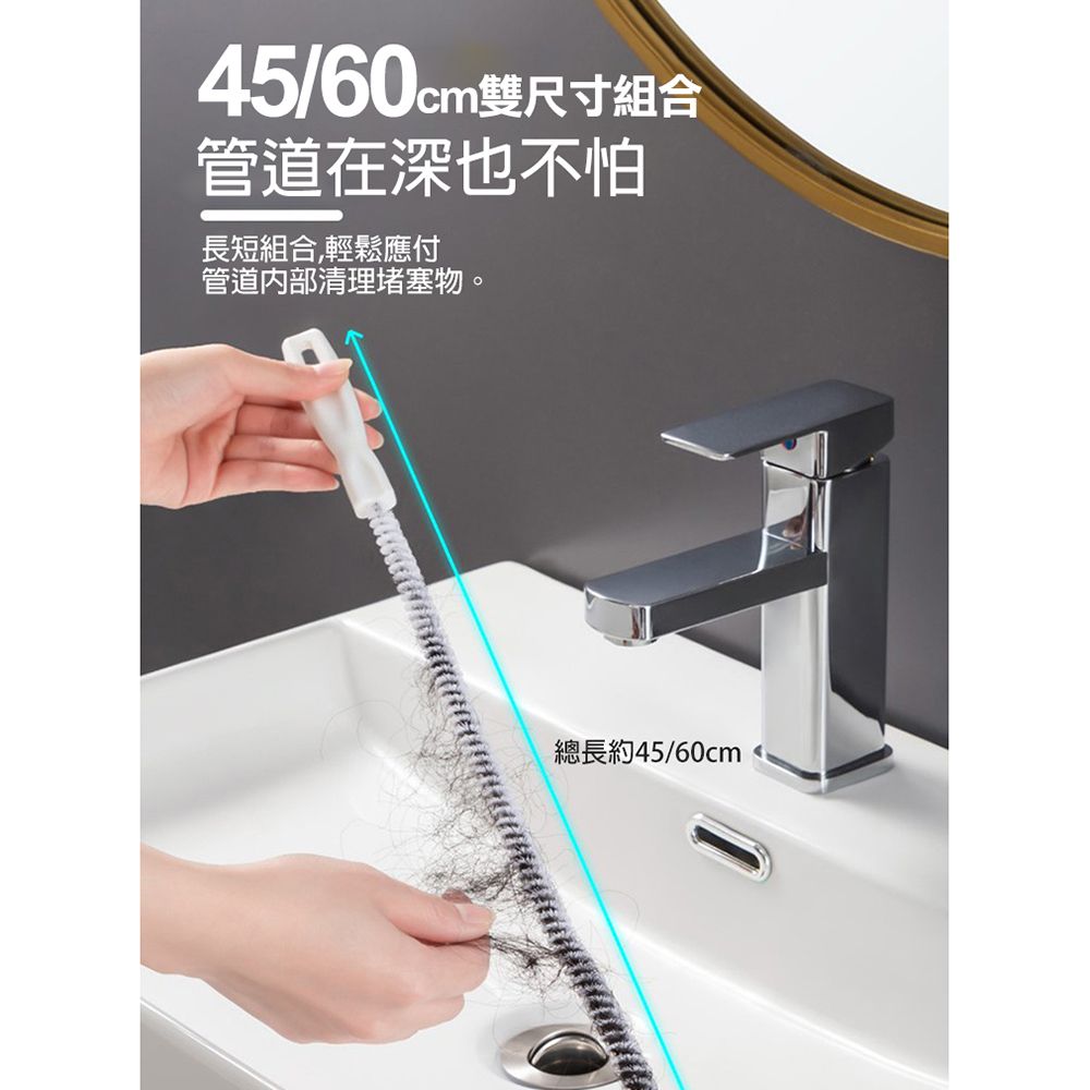 WIDE VIEW 可彎曲排水管堵塞疏通刷6入組(HD-8035)