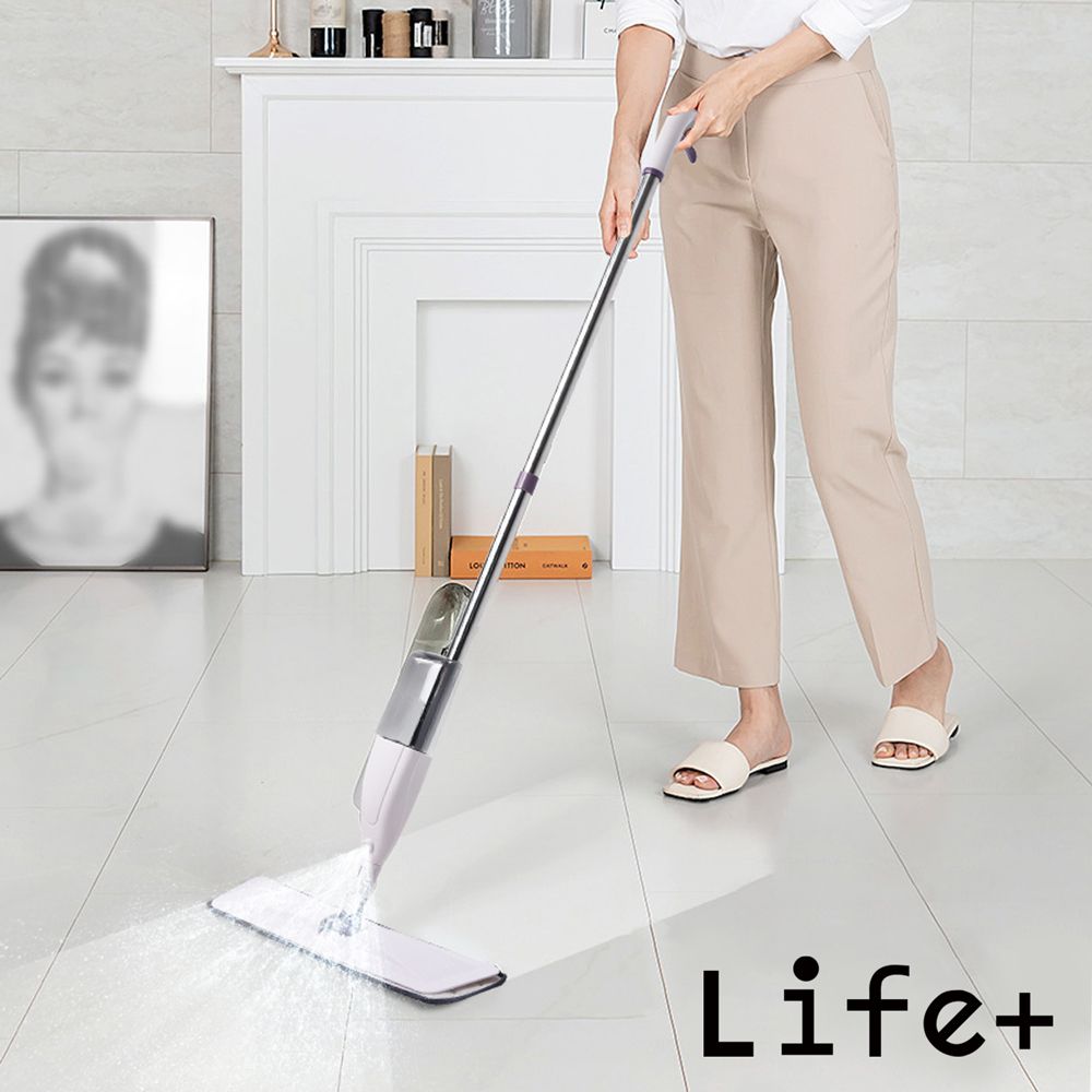 Life+ 極方便全新升級噴霧噴水免手洗乾濕兩用拖把組(1桿3吸水布)1入/組