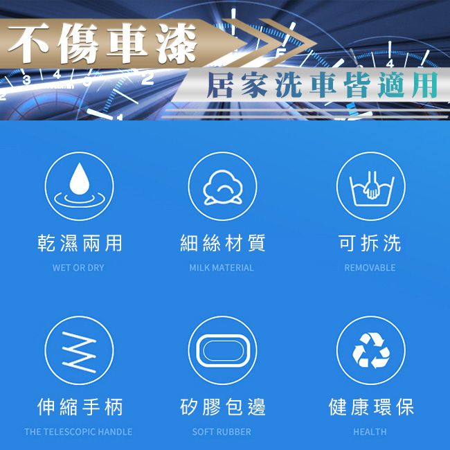  【CarZone車域】超細牛奶絲乾濕兩用可伸縮洗車拖把/除塵撣-加贈刷頭