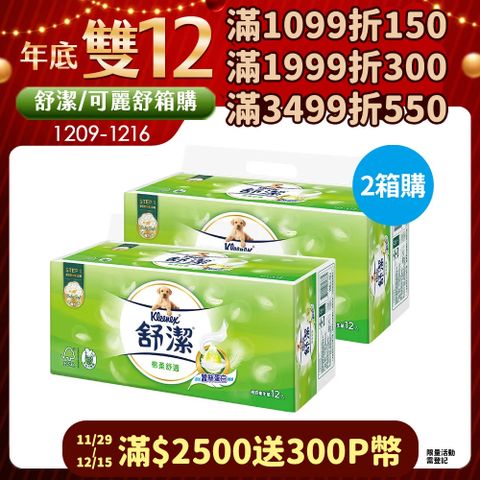 Kleenex 舒潔 (2箱組) 棉柔舒適抽取衛生紙 (100抽x12包x6串/箱)