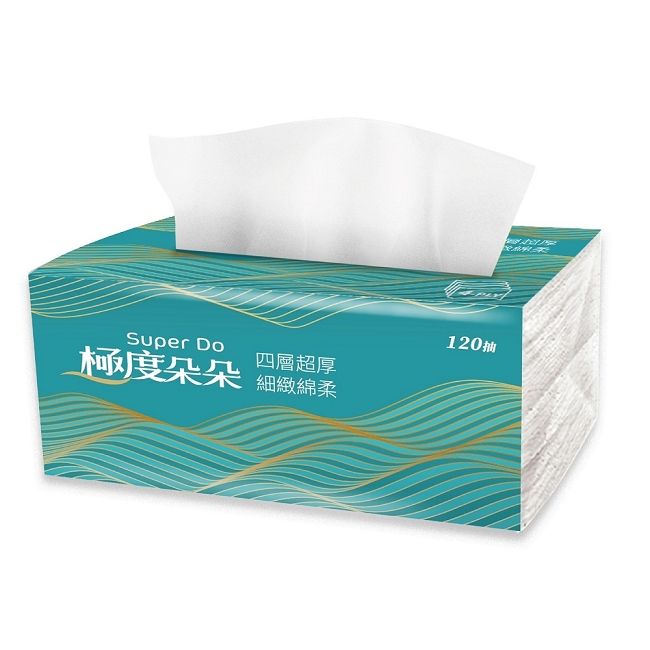 Super Do 極度朵朵  四層超厚柔抽取式花紋家用紙120抽72包/箱x2箱