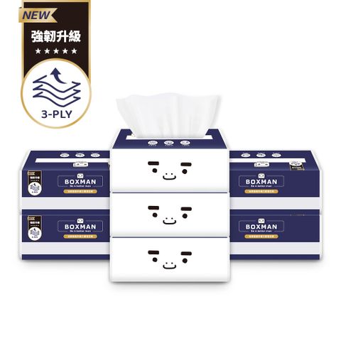 BOXMAN 超棉柔三層抽取式花紋衛生紙100抽24包x3串/箱