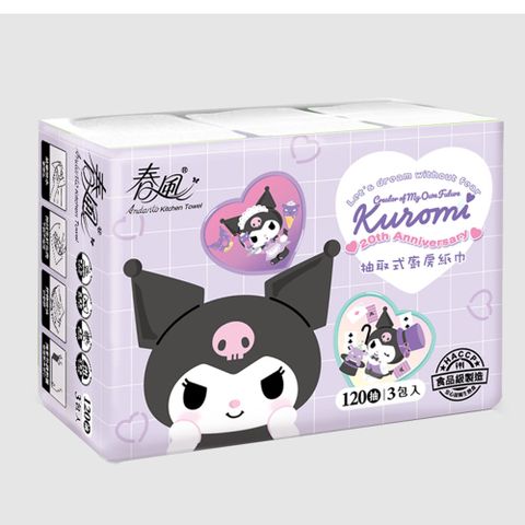 SILLACE 春風 Kuromi 一秒抽取式廚房紙巾120抽x3包x2串