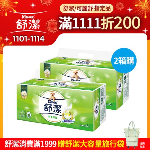 Kleenex 舒潔 (2箱組) 棉柔舒適抽取衛生紙 (100抽x12包x6串/箱)