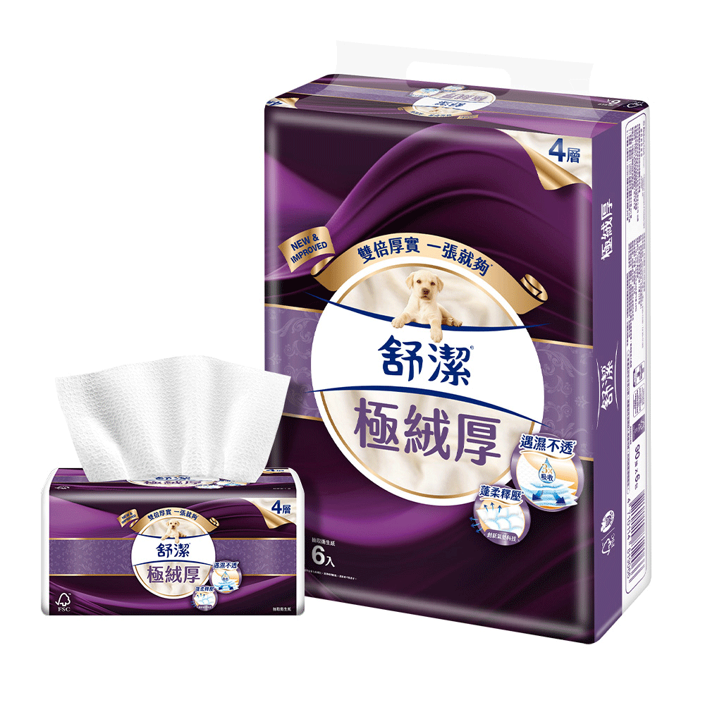 Kleenex 舒潔 極絨厚四層抽取衛生紙 90抽x6包/串