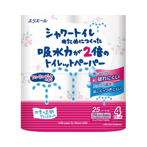 日本進口 大王製紙elleair 超吸水滾筒衛生紙-花香(25m/4入)